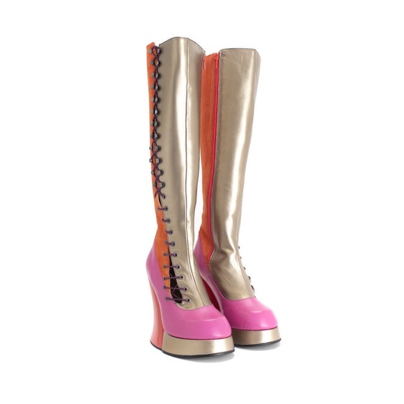 John Fluevog ULTRA VOG GRAND NATIONAL BOOT TALL PLATFORM BOOTS Size 9 - Picture 1 of 16